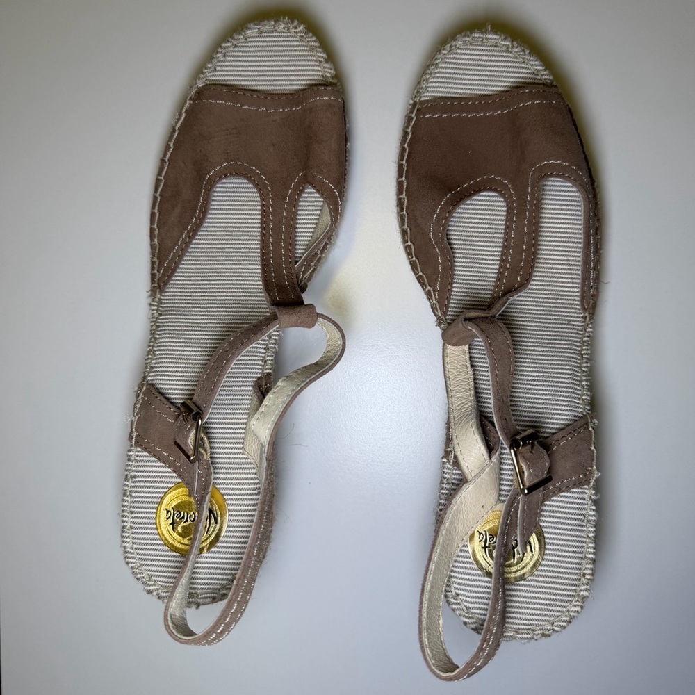 Vidorreta Taupe Espadrille Wedge Sandals Sz 40 (10) made in Spain Summer